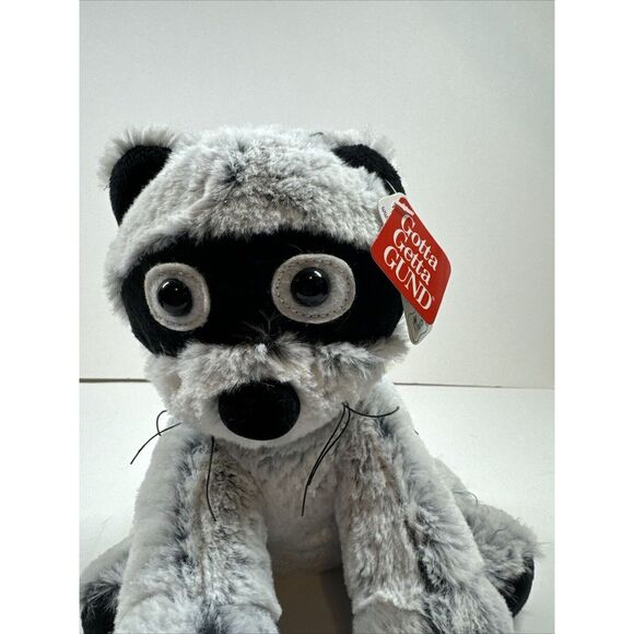Gund Mushmellows Raccoon Plush Soft Toy‎ 8" Gray White Black Whiskers New - Picture 7 of 7